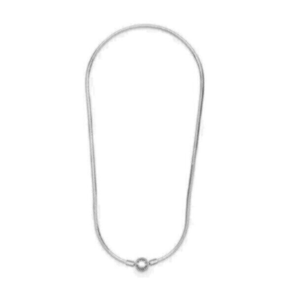 NWT Pandora Moments Snake Silver Chain Necklace Class 50cm Chain Necklace Round - Picture 2 of 4